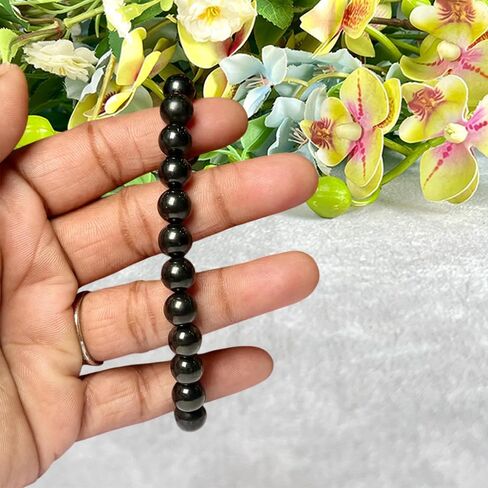 8mm Whitby Jet stone Round Beads Stretch Bracelet in Saudi Arabia