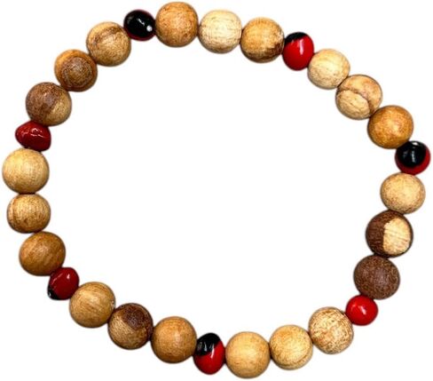 Palo Santo Wood Bracelet 6mm with Huayruro Seeds – Handmade Bursera Graveolens Beaded Jewelry – Artisan Style from Peru in Saudi Arabia