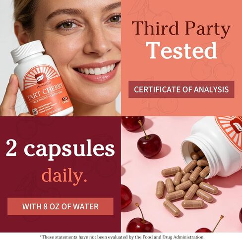 B BEWORTHS Tart Cherry Capsules with Celery Seed & Milk Thistle | Uric Acid & Liver Cleanse | 600mg Tart Cherry 10:1 Extract Supplement with Turmeric, Magnesium for Antioxidant, Joint Health, Zzz in Saudi Arabia