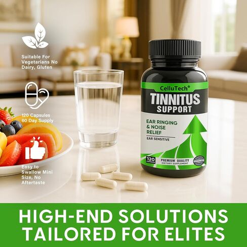 Tinnitus Relief for Ringing Ears Supplement 1200MG,Supports Hearing Loss & Ear Health- Help Ringing in The Ears & Tinnitus Symptoms,120 Capsules(60-Day Supply) in Saudi Arabia