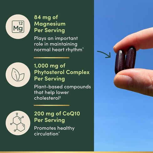 قلب حيوي متطور من Nature's Bounty مع CoQ10 + مغنيسيوم، مضاد للأكسدة، يدعم ضغط الدم الصحي، الكوليسترول، الدورة الدموية، تركيبة ثلاثية المفعول، CoQ10، مكمل مغنيسيوم، 60 كبسولة هلامية in Kuwait