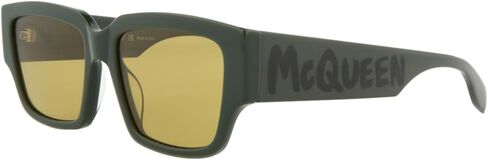 Alexander McQueen Square/Rectangle Sunglasses Green Green Yellow Luxury Eyewear Made In Italy Acetate Frame Designer Fashion for Everyday Luxury in Saudi Arabia