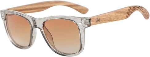 Wooden Square Sunglasses, UV400 Polarized Lens, Spring Hinges, Thickened PC Frame, Carved Wood, Multiple Colors in Saudi Arabia