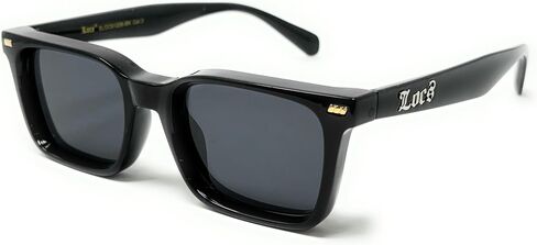 LOCS Hardcore Shades Square Frame Sunglasses, Black with Dark Gray Lenses, UV Protection in Kuwait