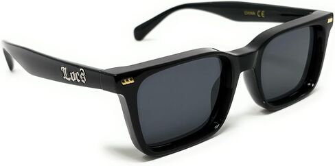 LOCS Hardcore Shades Square Frame Sunglasses, Black with Dark Gray Lenses, UV Protection in Kuwait