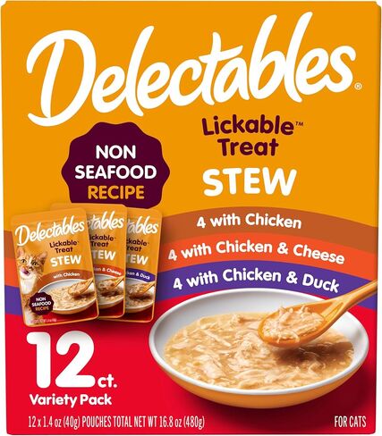 Delectables Non-Seafood Stew Lickable Wet Cat Treats, Variety Pack, 1.4 Ounce (Pack of 12) in Saudi Arabia