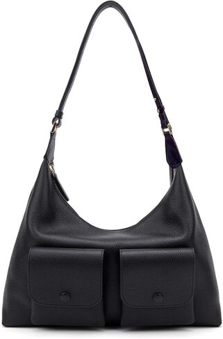 ELLE Full-Grain Leather Shoulder Bag Large Hobo Handbag Adjustable Strap | 2 Front Pockets in Saudi Arabia