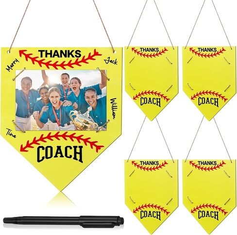 RattanView 4 Pcs Baseball Coach Gift Softball Picture Frame Fits 4 x 6 Inches Photograph Thanks Coach Gift Baseball Coach Gift from Team Coaches Appreciation Baseball Home Plate Plaque in Saudi Arabia