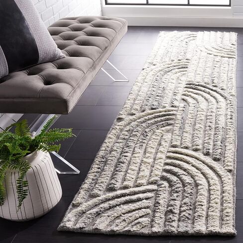 SAFAVIEH Kilim Collection Runner Rug - 2'3" x 9', Dark Grey & Ivory, Handmade Mid-Century Modern Deco Wool, Ideal for High Traffic Areas in Living Room, Bedroom (KLM653G) in Kuwait