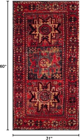 سجادة SAFAVIEH العتيقة من مجموعة همدان - 2'7" × 5'، أحمر ومتعدد، تصميم فارسي شرقي، لا يتساقط ويسهل العناية به، مثالي للمناطق ذات حركة المرور العالية في المدخل، وغرفة المعيشة، وغرفة النوم (VTH213A) in Kuwait