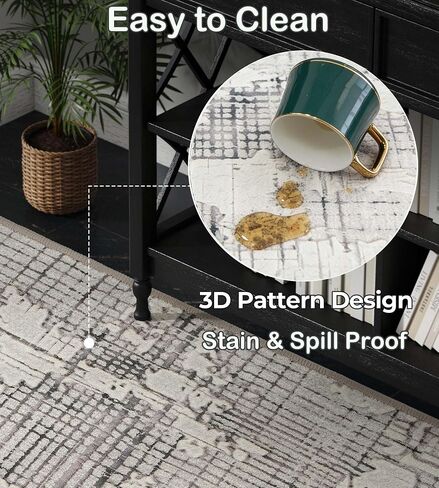 jxgzyy 2'2" x 3'11" 400GSM Washable High Low Pile Carpet Runner Rug | Non Slip TPR Backing, Indoor, for Hallway, Entryway, Bedroom, Laundry Room, Distressed Style, Abstract, Roll shipping in Saudi Arabia