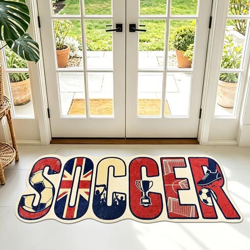 Soccer Rug, 24"x40" Area Rug Washable Low Pile Soft Soccer Mat for Boys Bedroom Playroom Entryway Soccer Decorative Room Decor in Saudi Arabia