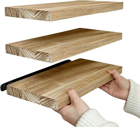 Floating Shelves for Wall, Solid Wood Wall Shelves Set of 3, Wall Mounted Floating Shelf with Hidden Brackets, Hanging Wood Shelves for Bedroom Bathroom Kitchen Living Room Storage Display in Saudi Arabia