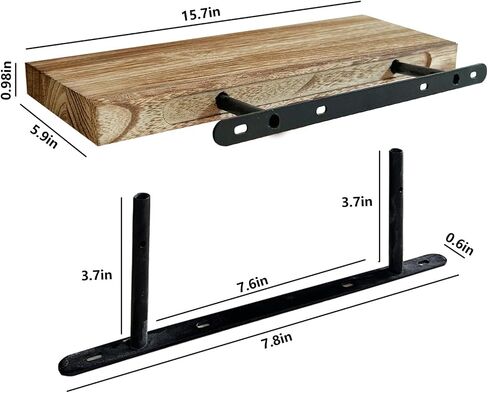 Floating Shelves for Wall, Solid Wood Wall Shelves Set of 3, Wall Mounted Floating Shelf with Hidden Brackets, Hanging Wood Shelves for Bedroom Bathroom Kitchen Living Room Storage Display in Saudi Arabia