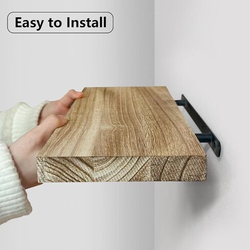 Floating Shelves for Wall, Solid Wood Wall Shelves Set of 3, Wall Mounted Floating Shelf with Hidden Brackets, Hanging Wood Shelves for Bedroom Bathroom Kitchen Living Room Storage Display in Saudi Arabia