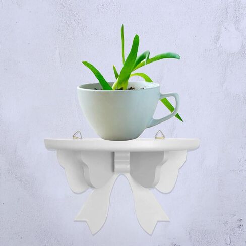 DOITOOL Wooden Floating Shelf Wall Mounted, Nordic Style Butterfly Semicircle Storage Shelf for Wall, Decoration Shelves for Bathroom, Bedroom, Kitchen, Living Room Display (White) in Saudi Arabia