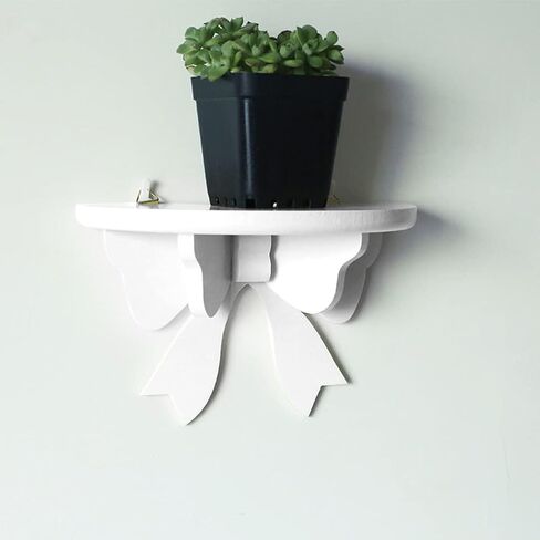 DOITOOL Wooden Floating Shelf Wall Mounted, Nordic Style Butterfly Semicircle Storage Shelf for Wall, Decoration Shelves for Bathroom, Bedroom, Kitchen, Living Room Display (White) in Saudi Arabia
