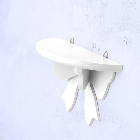 DOITOOL Wooden Floating Shelf Wall Mounted, Nordic Style Butterfly Semicircle Storage Shelf for Wall, Decoration Shelves for Bathroom, Bedroom, Kitchen, Living Room Display (White) in Saudi Arabia