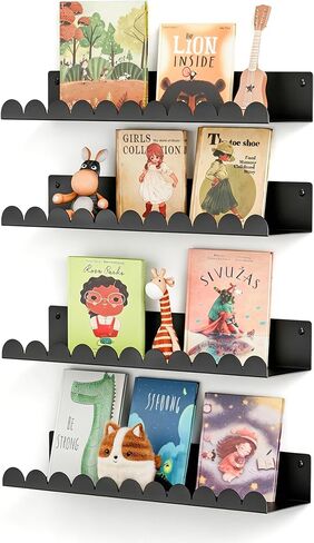 Gonice Nursery Book Shelves, 15.7 Inch Metal Matte Light Gold Floating Shelves, Scalloped Book Shelf for Kids Room, Living Room,Bedroom in Saudi Arabia