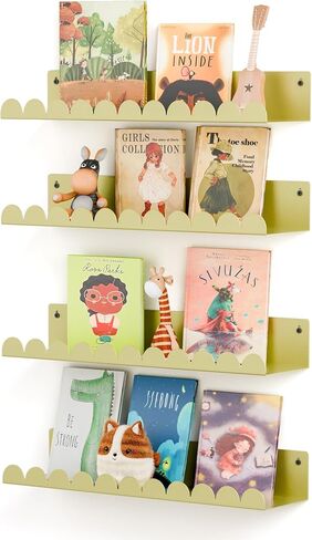 Gonice Nursery Book Shelves, 15.7 Inch Metal Matte Light Gold Floating Shelves, Scalloped Book Shelf for Kids Room, Living Room,Bedroom in Saudi Arabia