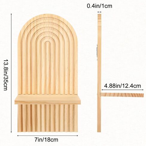 Boho Wall Decor Floating Shelves Set of 2 - Natural Wood Arched Wall Shelf for Modern Minimalist Decor, Rustic Hanging Shelves for Living Room, Bedroom, Bathroom in Saudi Arabia