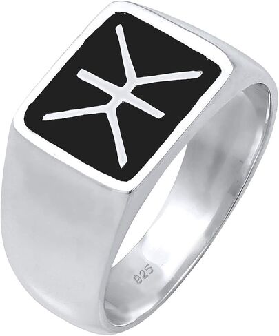 kuzzoi Solid 925 Sterling Silver Men's Silver Ring, Signet Rings for Men with Engraving, 0601860719 in Saudi Arabia