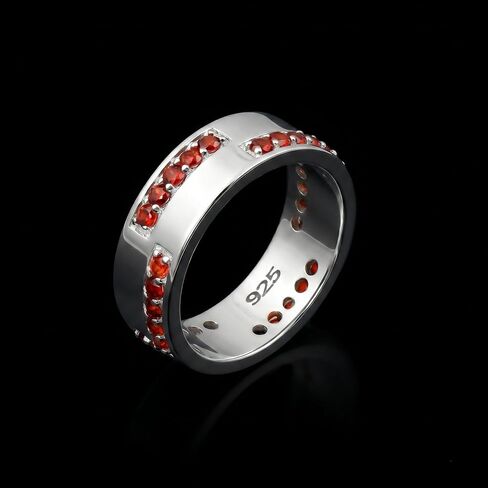 ZYNORACREATION Natural Red Garnet Ring Mens 925 Sterling Silver Handmade Gemstone Wedding Band Jewelry Signet Mens Ring Gift for Him Statement Jewelry for Men Red Garnet Mens Ring Blue Sapphire/Amethyst/Citrine/Black Onyx/Emerald Ring in Kuwait