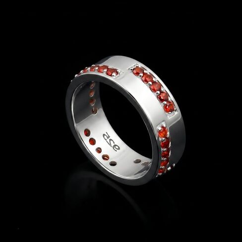 ZYNORACREATION Natural Red Garnet Ring Mens 925 Sterling Silver Handmade Gemstone Wedding Band Jewelry Signet Mens Ring Gift for Him Statement Jewelry for Men Red Garnet Mens Ring Blue Sapphire/Amethyst/Citrine/Black Onyx/Emerald Ring in Kuwait