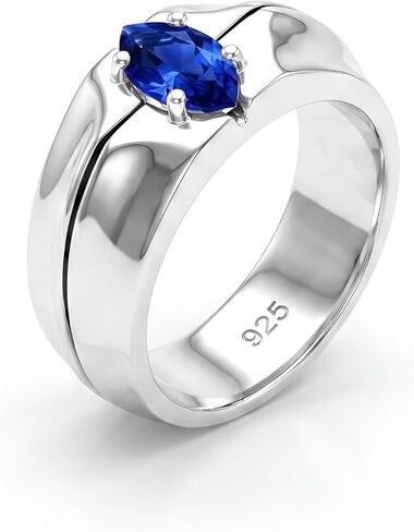 Natural Blue Sapphire Men's Ring 925 Sterling Silver Vintage Ring Statement Mens Jewelry Signet Ring Mens Gift for Him Handmade Gemstone Jewelry Gemstone Mens Ring in Kuwait