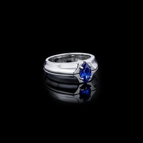Natural Blue Sapphire Men's Ring 925 Sterling Silver Vintage Ring Statement Mens Jewelry Signet Ring Mens Gift for Him Handmade Gemstone Jewelry Gemstone Mens Ring in Kuwait