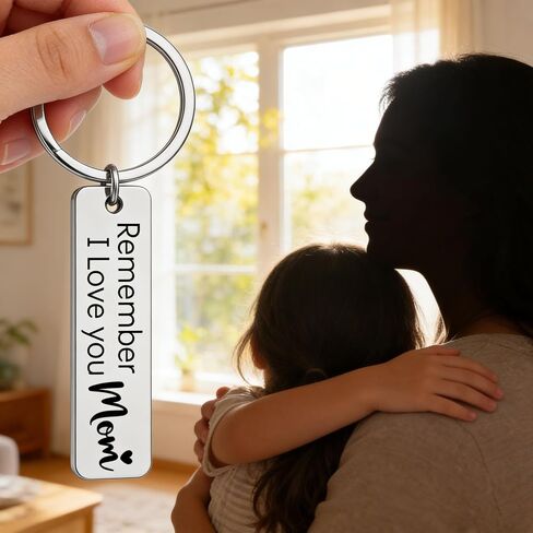 Birthday Gifts for Mom from Daughter Son Stainless Steel Keychain - Remember I Love You Mom in Saudi Arabia
