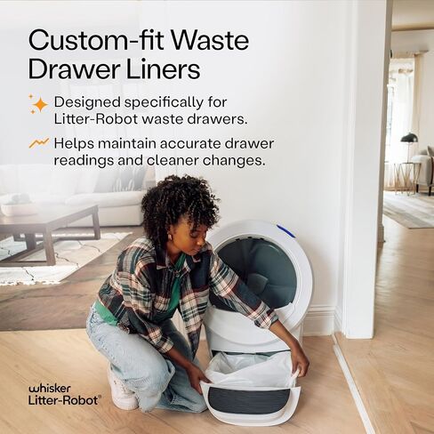 بطانات أدراج نفايات روبوت الفضلات من ويسكر، 50 عبوة - أكياس بطانة صندوق الفضلات، مناسبة خصيصًا لروبوت الفضلات، سعة 9-11 جالون in Kuwait
