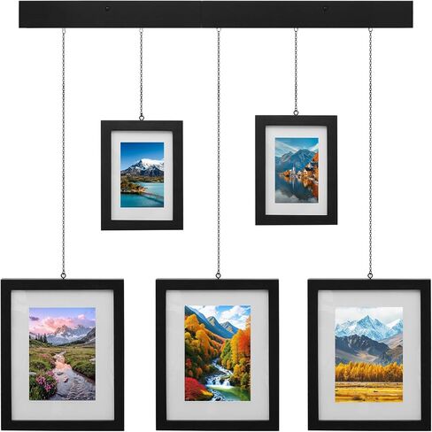 PHOENANCEE Fishing Pole Picture Frames,Fisherman Photo Frame 5"x7",Hanging Photo Display Wall Decor for Father's Day,Birthday,Christmas,Nursery,Kids Boys Room,Bathroom,Lake Cabin House,(Gray) in Saudi Arabia