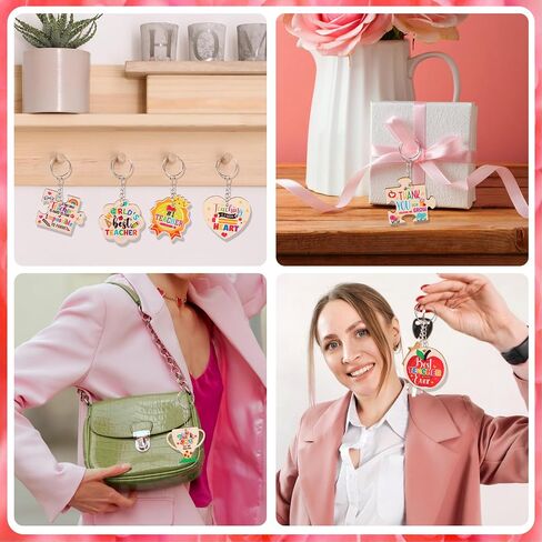 HOWAF 12PCS Teacher Keychain Bulk, Teacher Appreciation Gift Keychain, Thank You Teachers Wooden Key Chain Keyring, Teacher's Appreciation Gifts Keychains, End of School Year Gifts for Teachers in Saudi Arabia