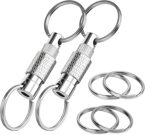 Aluminum Quick Release Swivel Keychain, Pull Apart Detachable Retractable Keychain Practical Car Key Holder with 4 Key Rings in Saudi Arabia