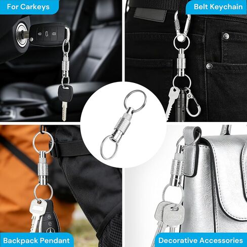 Aluminum Quick Release Swivel Keychain, Pull Apart Detachable Retractable Keychain Practical Car Key Holder with 4 Key Rings in Saudi Arabia