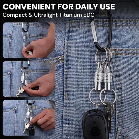 Aluminum Quick Release Swivel Keychain, Pull Apart Detachable Retractable Keychain Practical Car Key Holder with 4 Key Rings in Saudi Arabia