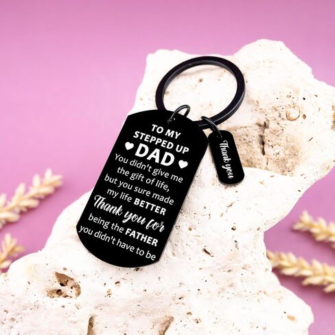 Bonus Dad Keychain Stepdad Fathers Day Gift from Stepdaughter Stepson Unique Fathers Day Christmas Birthday Gifts for Step Dad in Kuwait