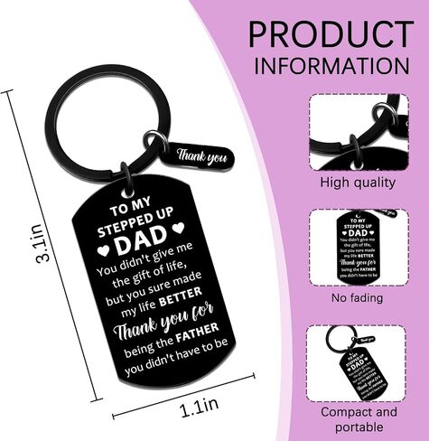 Bonus Dad Keychain Stepdad Fathers Day Gift from Stepdaughter Stepson Unique Fathers Day Christmas Birthday Gifts for Step Dad in Kuwait
