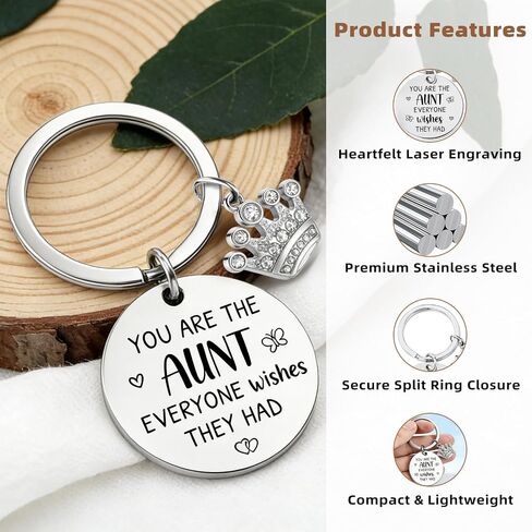 Aunt Gift from Niece Nephew - Aunt Anniversary Birthday Christmas Sweetest Mothers Valentines Day Present Stocking Stuffer, Auntie Appreciation Keychain Keepsake in Saudi Arabia