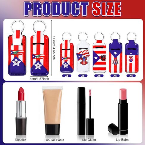 25 Pcs Puerto Rico Keychain Souvenirs Gift Bulk Puerto Rico Lipstick Holder Keychain Party Decorations Supplies in Saudi Arabia