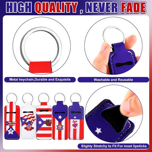 25 Pcs Puerto Rico Keychain Souvenirs Gift Bulk Puerto Rico Lipstick Holder Keychain Party Decorations Supplies in Saudi Arabia