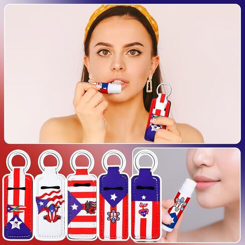 25 Pcs Puerto Rico Keychain Souvenirs Gift Bulk Puerto Rico Lipstick Holder Keychain Party Decorations Supplies in Saudi Arabia