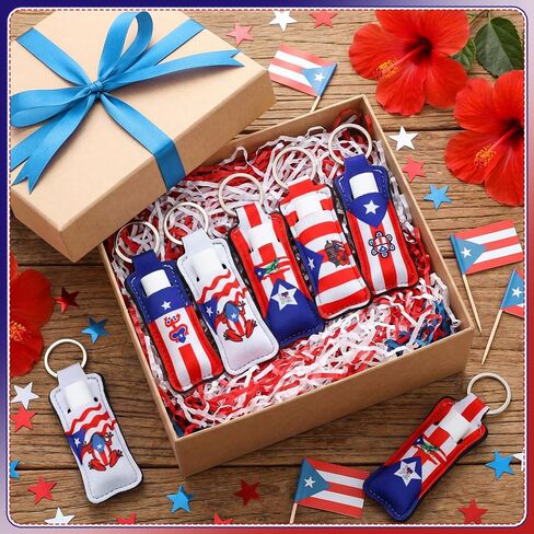 25 Pcs Puerto Rico Keychain Souvenirs Gift Bulk Puerto Rico Lipstick Holder Keychain Party Decorations Supplies in Saudi Arabia