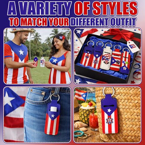 25 Pcs Puerto Rico Keychain Souvenirs Gift Bulk Puerto Rico Lipstick Holder Keychain Party Decorations Supplies in Saudi Arabia