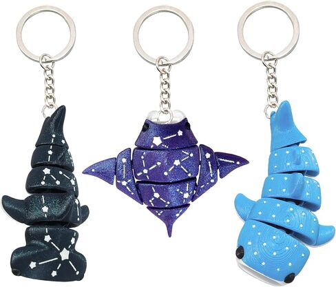 AGLOO Articulated Whale Shark Keychain (Set of 3)- 3D Printed Ocean-Themed Bag Charms for Purses, Backpacks and Car Keys| Stylish King Ring Accessories Gift for Women and Men in Saudi Arabia