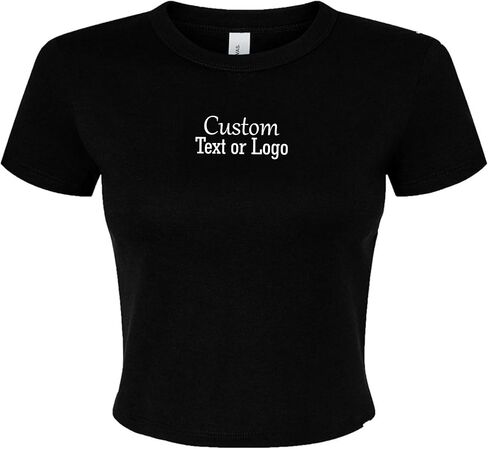 Custom Crop Tank Top Baby Tee Personalized Name & Logo Women’s Cropped Top Short Sleeve Slim Fit in Saudi Arabia