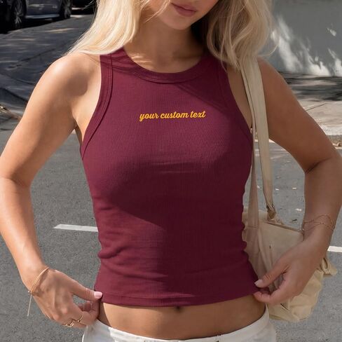 Custom Crop Tank Top Baby Tee Personalized Name & Logo Women’s Cropped Top Short Sleeve Slim Fit in Saudi Arabia