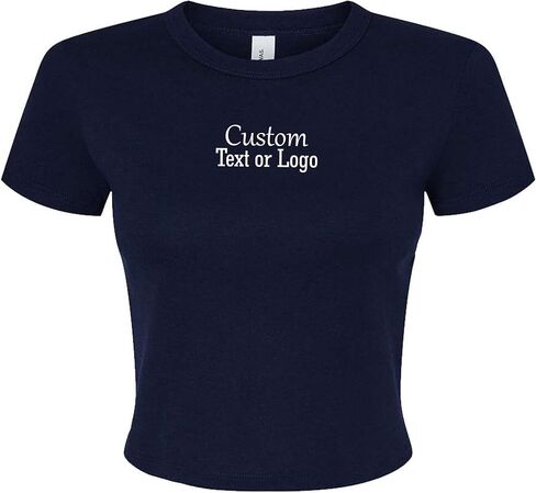 Custom Crop Tank Top Baby Tee Personalized Name & Logo Women’s Cropped Top Short Sleeve Slim Fit in Saudi Arabia