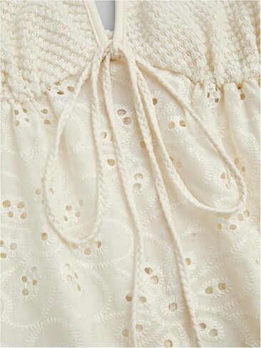SOLY HUX Women's Plus Size Peplum Halter Tops Tie Backless Sleeveless Eyelet Embroidery Ruffle Boho Summer Top in Kuwait